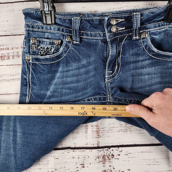 Miss Me JP5002CP-18 Capri Jeans Size 29 MK 05 Bling Pockets Mid Rise Stretch - Picture 8 of 10